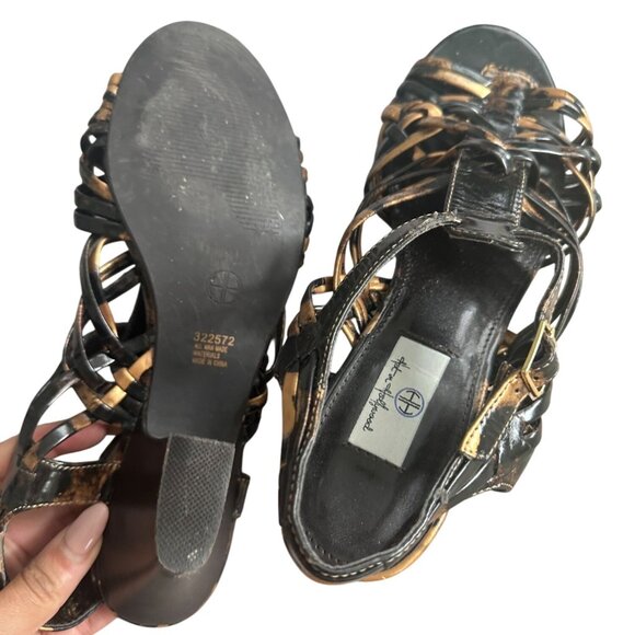 HOT IN HOLLYWOOD Multicolor Brown Kitten Heels Sandals Size 8 - Picture 3 of 7